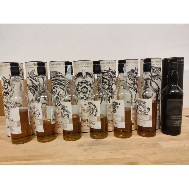 Game of Thrones samling - 8 gaverr original - 6 fl med tilsammen 3 fl whisky